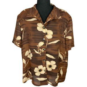 VINTAGE 80s-90s Brown Floral Blouse